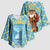 Israel Christmas Kimono Sleeve Blouse with Blue-Yellow Star Pattern, Menorah, and Santa Motif - Wonder Print Shop