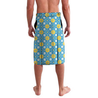 Israel Christmas Lavalava with Blue-Yellow Star Pattern, Menorah, and Santa Motif - Wonder Print Shop