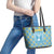 Israel Christmas Leather Tote Bag with Blue-Yellow Star Pattern, Menorah, and Santa Motif - Wonder Print Shop