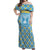 Israel Christmas Off Shoulder Maxi Dress with Blue-Yellow Star Pattern, Menorah, and Santa Motif - Wonder Print Shop