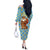 Israel Christmas Off The Shoulder Long Sleeve Dress with Blue-Yellow Star Pattern, Menorah, and Santa Motif - Wonder Print Shop