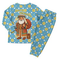 Israel Christmas Pajama Set with Blue-Yellow Star Pattern, Menorah, and Santa Motif - Wonder Print Shop