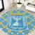 Israel Christmas Round Carpet with Blue-Yellow Star Pattern, Menorah, and Santa Motif - Wonder Print Shop