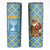 Israel Christmas Skinny Tumbler with Blue-Yellow Star Pattern, Menorah, and Santa Motif - Wonder Print Shop