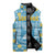 Israel Christmas Sleeveless Puffer Jacket with Blue-Yellow Star Pattern, Menorah, and Santa Motif - Wonder Print Shop
