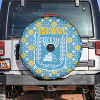 Israel Christmas Spare Tire Cover with Blue-Yellow Star Pattern, Menorah, and Santa Motif - Wonder Print Shop