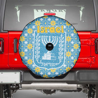 Israel Christmas Spare Tire Cover with Blue-Yellow Star Pattern, Menorah, and Santa Motif - Wonder Print Shop