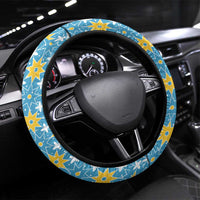 Israel Christmas Steering Wheel Cover with Blue-Yellow Star Pattern, Menorah, and Santa Motif - Wonder Print Shop