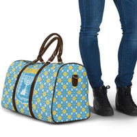 Israel Christmas Travel Bag with Blue-Yellow Star Pattern, Menorah, and Santa Motif - Wonder Print Shop