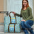 Israel Christmas Travel Bag with Blue-Yellow Star Pattern, Menorah, and Santa Motif - Wonder Print Shop