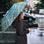 Israel Christmas Umbrella with Blue-Yellow Star Pattern, Menorah, and Santa Motif - Wonder Print Shop