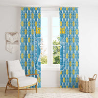 Israel Christmas Window Curtain with Blue-Yellow Star Pattern, Menorah, and Santa Motif - Wonder Print Shop