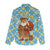 Israel Christmas Women Casual Shirt with Blue-Yellow Star Pattern, Menorah, and Santa Motif - Wonder Print Shop