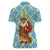 Israel Christmas Women Polo Shirt with Blue-Yellow Star Pattern, Menorah, and Santa Motif - Wonder Print Shop