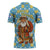 Israel Christmas Zipper Polo Shirt with Blue-Yellow Star Pattern, Menorah, and Santa Motif - Wonder Print Shop