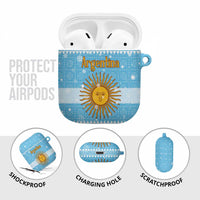 Argentina Christmas AirPods Case with Blue-White Snowflake Pattern, Sun Emblem, and Map Motif - Wonder Print Shop