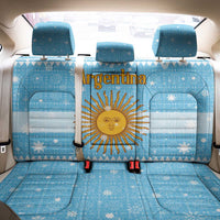 Argentina Christmas Back Car Seat Cover with Blue-White Snowflake Pattern, Sun Emblem, and Map Motif - Wonder Print Shop