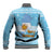 Argentina Christmas Baseball Jacket with Blue-White Snowflake Pattern, Sun Emblem, and Map Motif - Wonder Print Shop