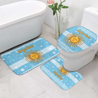 Argentina Christmas Bathroom Set with Blue-White Snowflake Pattern, Sun Emblem, and Map Motif - Wonder Print Shop