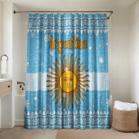 Argentina Christmas Bathroom Set with Blue-White Snowflake Pattern, Sun Emblem, and Map Motif - Wonder Print Shop