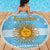 Argentina Christmas Beach Blanket with Blue-White Snowflake Pattern, Sun Emblem, and Map Motif - Wonder Print Shop