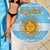 Argentina Christmas Beach Blanket with Blue-White Snowflake Pattern, Sun Emblem, and Map Motif - Wonder Print Shop