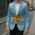 Argentina Christmas Blazer with Blue-White Snowflake Pattern, Sun Emblem, and Map Motif - Wonder Print Shop