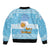 Argentina Christmas Bomber Jacket with Blue-White Snowflake Pattern, Sun Emblem, and Map Motif - Wonder Print Shop