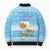 Argentina Christmas Bomber Puffer Jacket with Blue-White Snowflake Pattern, Sun Emblem, and Map Motif - Wonder Print Shop