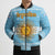 Argentina Christmas Bomber Puffer Jacket with Blue-White Snowflake Pattern, Sun Emblem, and Map Motif - Wonder Print Shop