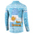 Argentina Christmas Button Sweatshirt with Blue-White Snowflake Pattern, Sun Emblem, and Map Motif - Wonder Print Shop
