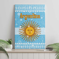 Argentina Christmas Canvas Wall Art with Blue-White Snowflake Pattern, Sun Emblem, and Map Motif - Wonder Print Shop