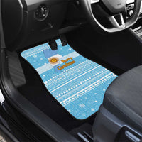 Argentina Christmas Car Mats with Blue-White Snowflake Pattern, Sun Emblem, and Map Motif - Wonder Print Shop