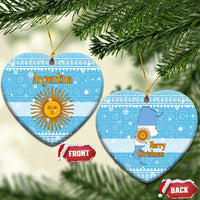 Argentina Christmas Ceramic Ornament with Blue-White Snowflake Pattern, Sun Emblem, and Map Motif - Wonder Print Shop