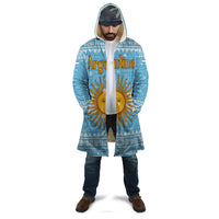 Argentina Christmas Cloak with Blue-White Snowflake Pattern, Sun Emblem, and Map Motif - Wonder Print Shop