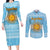 Argentina Christmas Couples Matching Long Sleeve Bodycon Dress and Long Sleeve Button Shirt with Blue-White Snowflake Pattern, Sun Emblem, and Map Motif - Wonder Print Shop