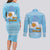 Argentina Christmas Couples Matching Long Sleeve Bodycon Dress and Long Sleeve Button Shirt with Blue-White Snowflake Pattern, Sun Emblem, and Map Motif - Wonder Print Shop