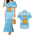 Argentina Christmas Couples Matching Mermaid Dress and Hawaiian Shirt with Blue-White Snowflake Pattern, Sun Emblem, and Map Motif - Wonder Print Shop