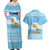 Argentina Christmas Couples Matching Off Shoulder Maxi Dress and Hawaiian Shirt with Blue-White Snowflake Pattern, Sun Emblem, and Map Motif - Wonder Print Shop