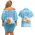 Argentina Christmas Couples Matching Off Shoulder Short Dress and Hawaiian Shirt with Blue-White Snowflake Pattern, Sun Emblem, and Map Motif - Wonder Print Shop