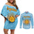 Argentina Christmas Couples Matching Off Shoulder Short Dress and Long Sleeve Button Shirt with Blue-White Snowflake Pattern, Sun Emblem, and Map Motif - Wonder Print Shop