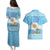Argentina Christmas Couples Matching Puletasi and Hawaiian Shirt with Blue-White Snowflake Pattern, Sun Emblem, and Map Motif - Wonder Print Shop