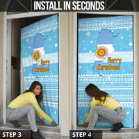 Argentina Christmas Door Cover with Blue-White Snowflake Pattern, Sun Emblem, and Map Motif - Wonder Print Shop