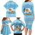 Argentina Christmas Family Matching Long Sleeve Bodycon Dress and Hawaiian Shirt with Blue-White Snowflake Pattern, Sun Emblem, and Map Motif - Wonder Print Shop