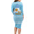 Argentina Christmas Family Matching Long Sleeve Bodycon Dress and Hawaiian Shirt with Blue-White Snowflake Pattern, Sun Emblem, and Map Motif - Wonder Print Shop