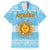 Argentina Christmas Family Matching Off The Shoulder Long Sleeve Dress and Hawaiian Shirt with Blue-White Snowflake Pattern, Sun Emblem, and Map Motif - Wonder Print Shop