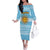 Argentina Christmas Family Matching Off The Shoulder Long Sleeve Dress and Hawaiian Shirt with Blue-White Snowflake Pattern, Sun Emblem, and Map Motif - Wonder Print Shop