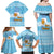 Argentina Christmas Family Matching Off Shoulder Maxi Dress and Hawaiian Shirt with Blue-White Snowflake Pattern, Sun Emblem, and Map Motif - Wonder Print Shop