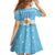 Argentina Christmas Family Matching Off Shoulder Short Dress and Hawaiian Shirt with Blue-White Snowflake Pattern, Sun Emblem, and Map Motif - Wonder Print Shop