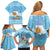 Argentina Christmas Family Matching Off Shoulder Short Dress and Hawaiian Shirt with Blue-White Snowflake Pattern, Sun Emblem, and Map Motif - Wonder Print Shop